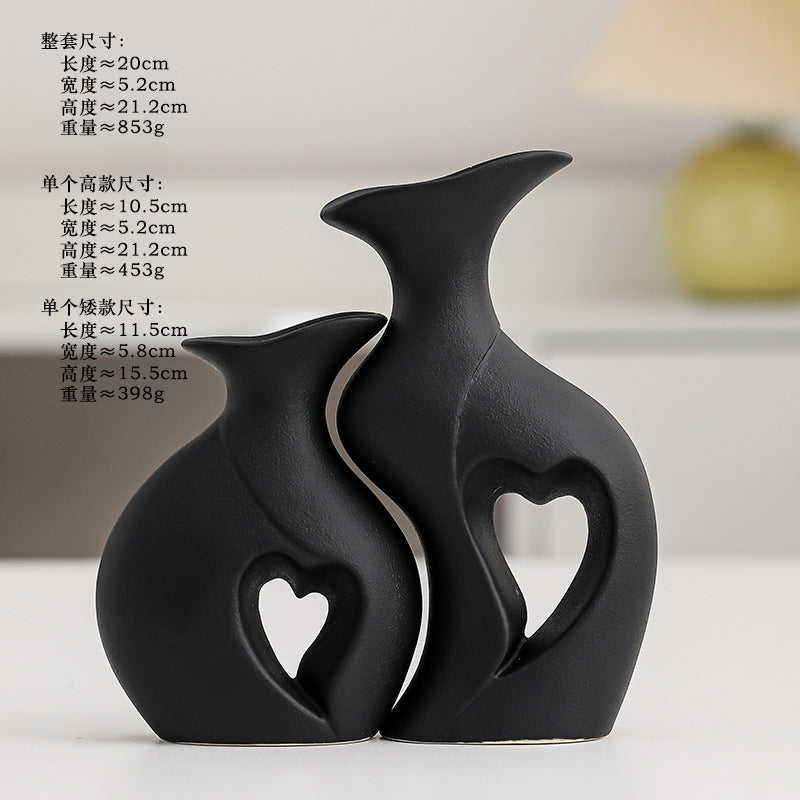 Creative White Ceramic Double Vase for Home Decor
