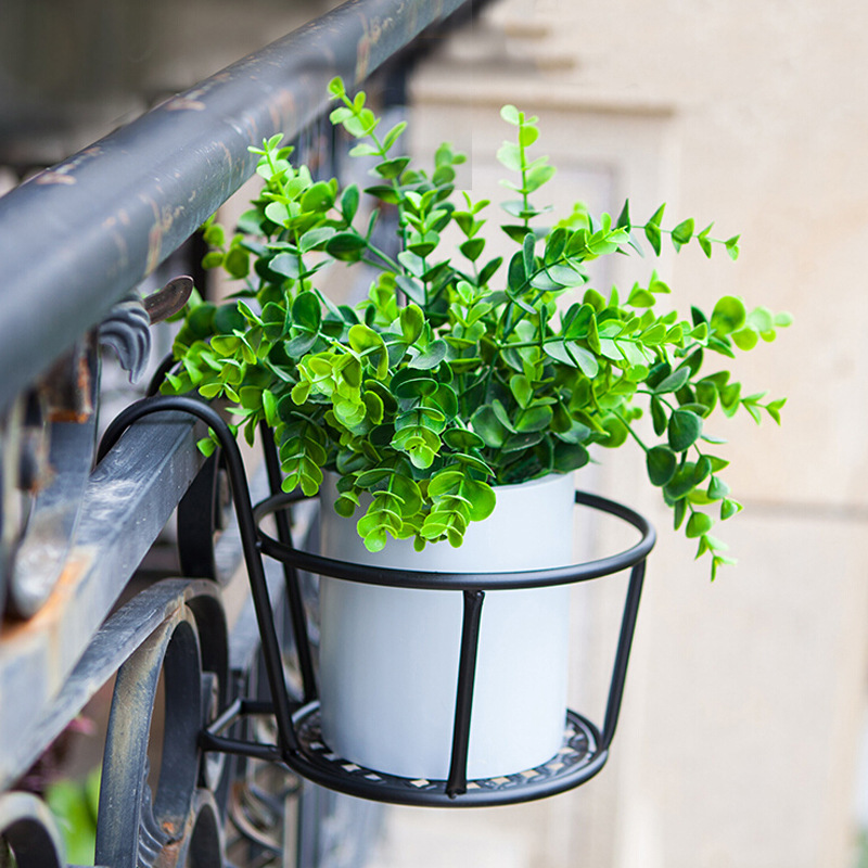 Metal Hanging Flower Stand Basket – Wall and Railing Planter Hook