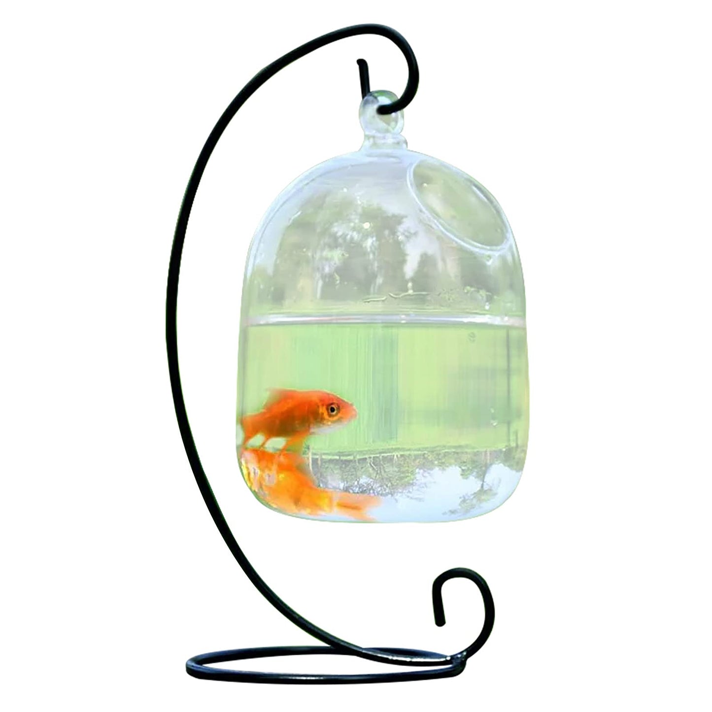 Desk Hanging Fish Tank Small Glass Betta Fish Bowl Mini Aquarium with StandClear Glass Vase Small Cylindrical Glass Fish Bowl for Fish Hydroponic Flowers Home Office Decor(#1)