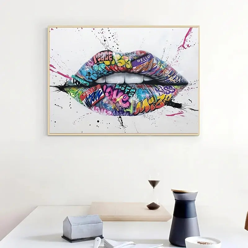 Street Graffiti Lip Canvas Art for Home Decor
