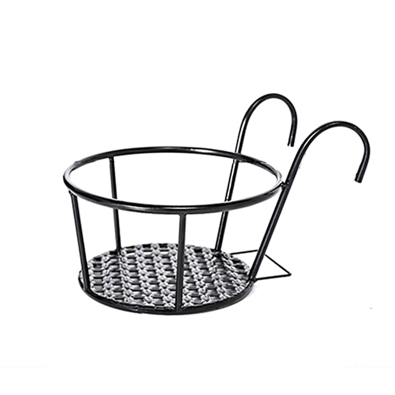 Metal Hanging Flower Stand Basket – Wall and Railing Planter Hook