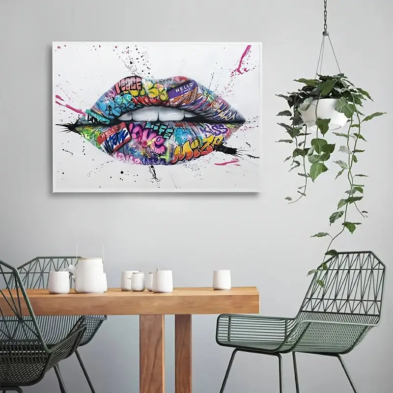 Street Graffiti Lip Canvas Art for Home Decor
