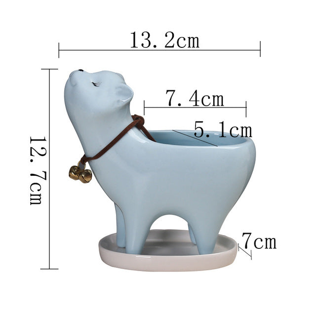 Cute Cartoon Cactus Cat Tail Ceramic Planter