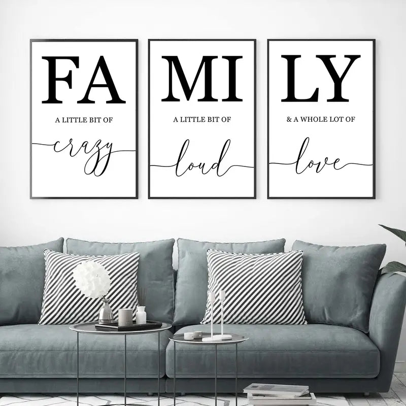 3pcs Family Quote Wall Art Canvas Prints for Home Decor