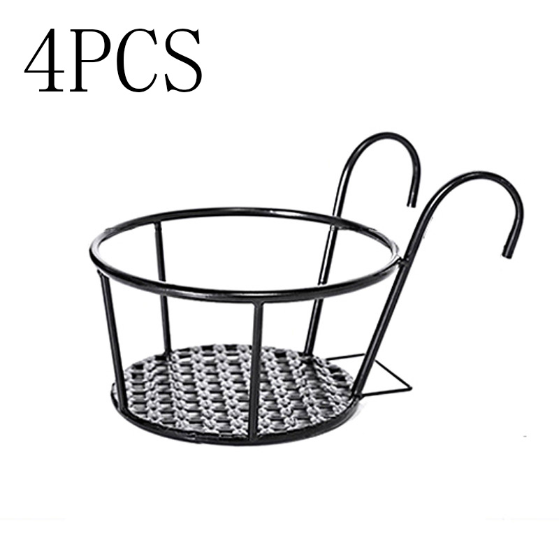 Metal Hanging Flower Stand Basket – Wall and Railing Planter Hook