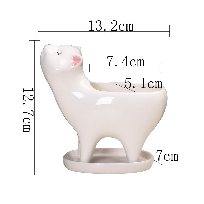 Cute Cartoon Cactus Cat Tail Ceramic Planter