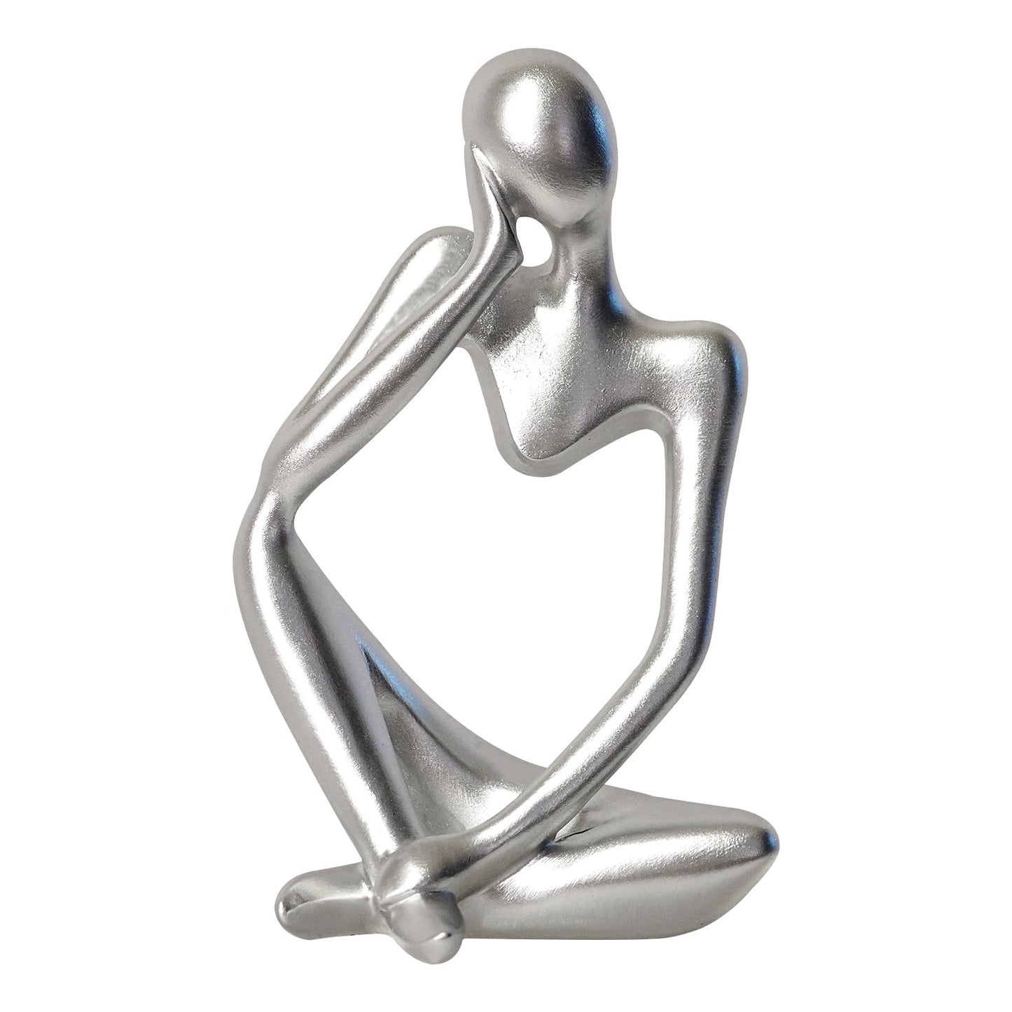 Ozzptuu Sandstone Resin Thinker Style Abstract Sculpture Statue Collectible Figurines Home Office Bookshelf Desktop Decor (Small Silver Left)
