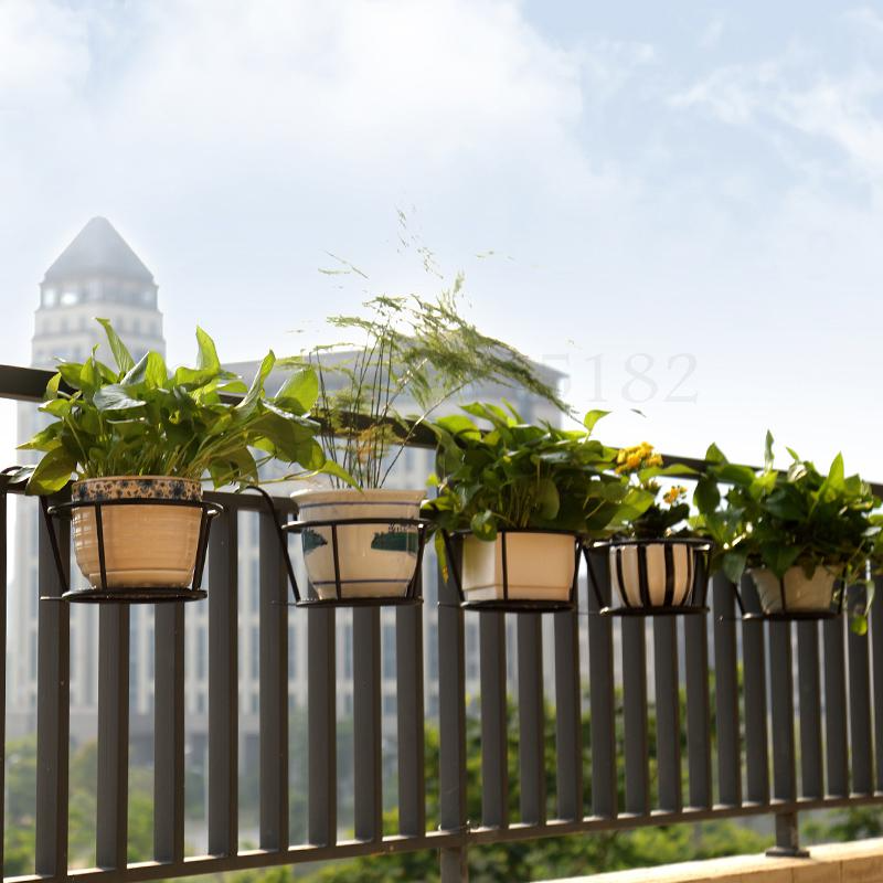 Metal Hanging Flower Stand Basket – Wall and Railing Planter Hook