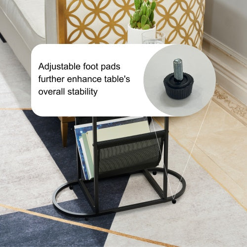 Glass Oval Small Side Tables Living Room Small Space With Magazines Organizer Storage Space Set Of 2
