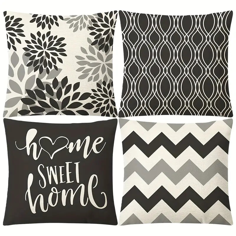 Linen Blend Geometric Cushion Cover for Home Decor