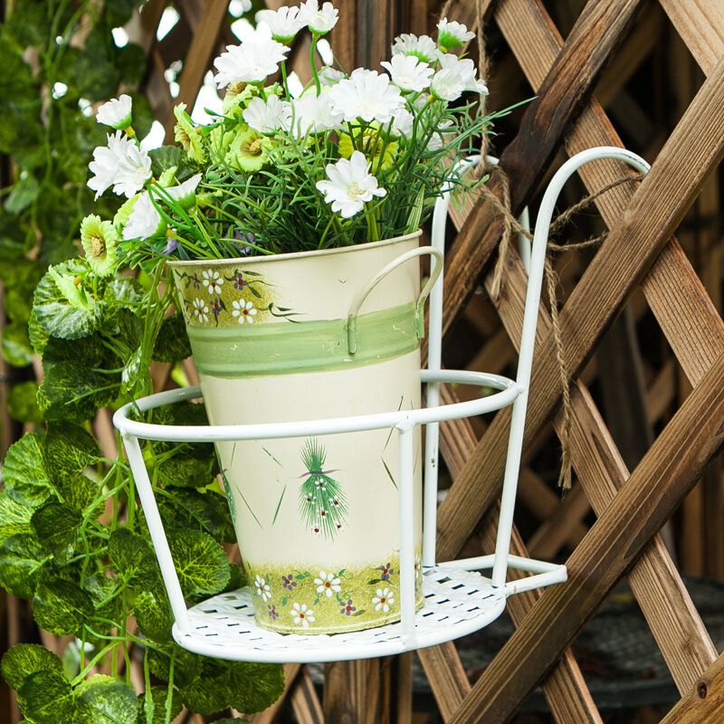 Metal Hanging Flower Stand Basket – Wall and Railing Planter Hook