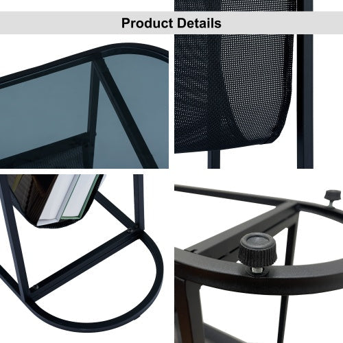 Glass Oval Small Side Tables Living Room Small Space With Magazines Organizer Storage Space Set Of 2