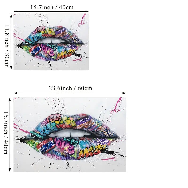 Street Graffiti Lip Canvas Art for Home Decor