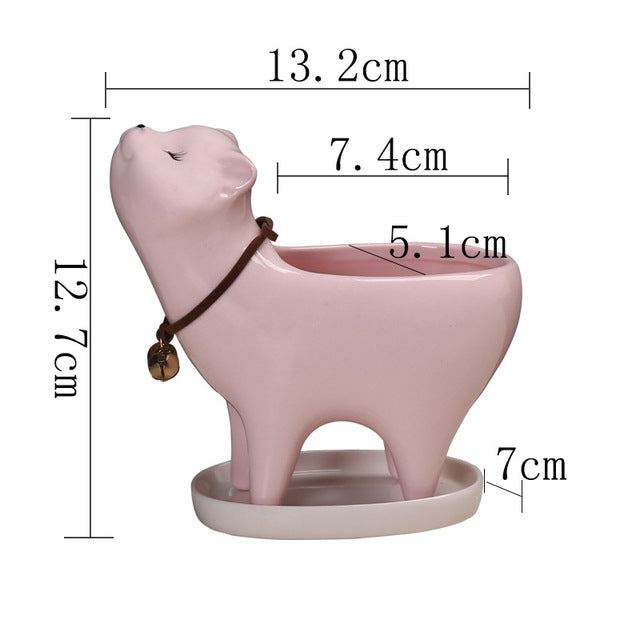 Cute Cartoon Cactus Cat Tail Ceramic Planter