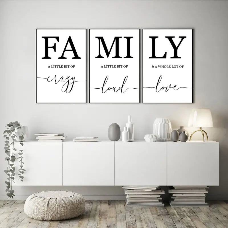 3pcs Family Quote Wall Art Canvas Prints for Home Decor